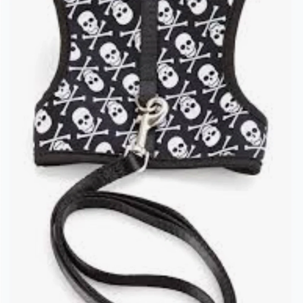 Skull Pattern Cat Harness with Leash